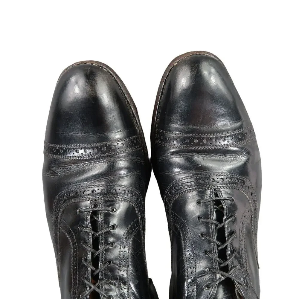 Allen Edmonds Shoes Mens 11 Oxford Leather Black Classic Brogue Cap Toe Formal